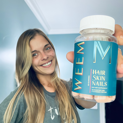 WEEM Hair Skin and Nails Gummies - Supports Healthy Hair - Vegan biotin Vitamins for Women & Men Supports Faster Hair Growth, Stronger Nails, Healthy Skin, Extra Strength